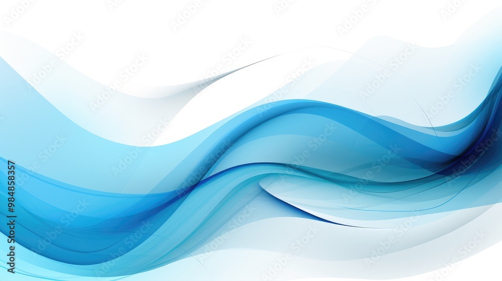 Fototapeta premium Abstract blue wave design on white background.