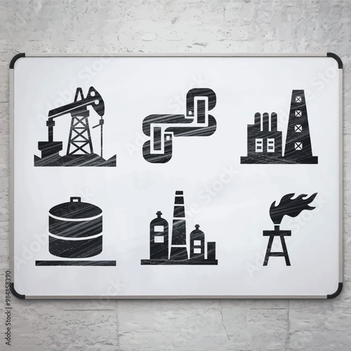 illustrations vector icon for oil and gas industry refinery process and building 
