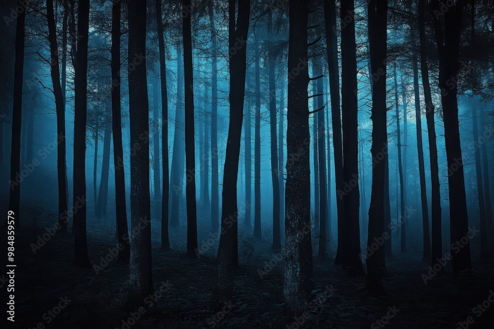 Obraz premium Dark foggy forest