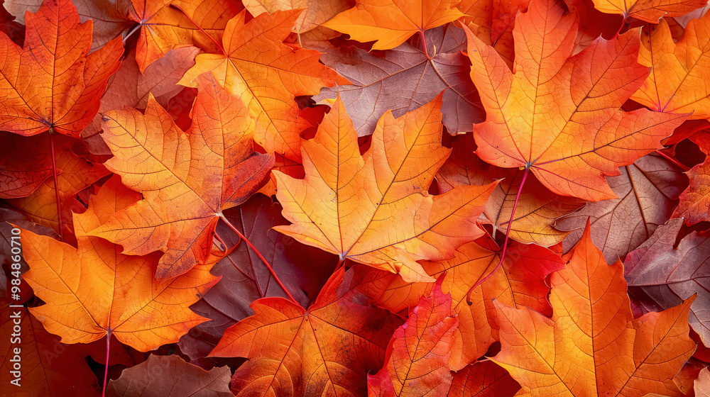 Close-up of fallen autumn maple leaves in red, orange, yellow colors. Close-up of fallen autumn maple leaves in red, orange, yellow colors.