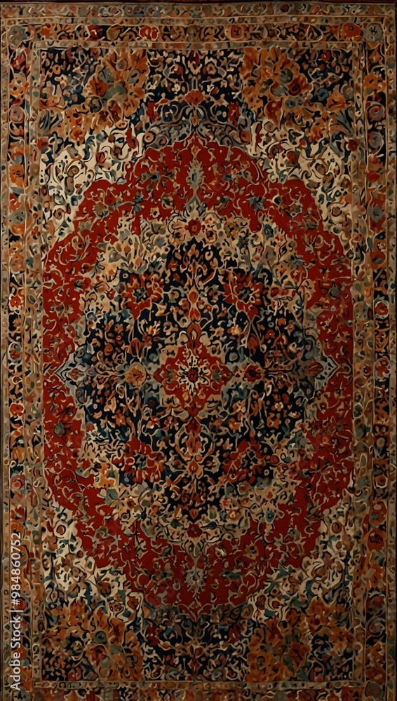 Persian carpet with intricate floral patterns. Persian carpet with intricate floral patterns.