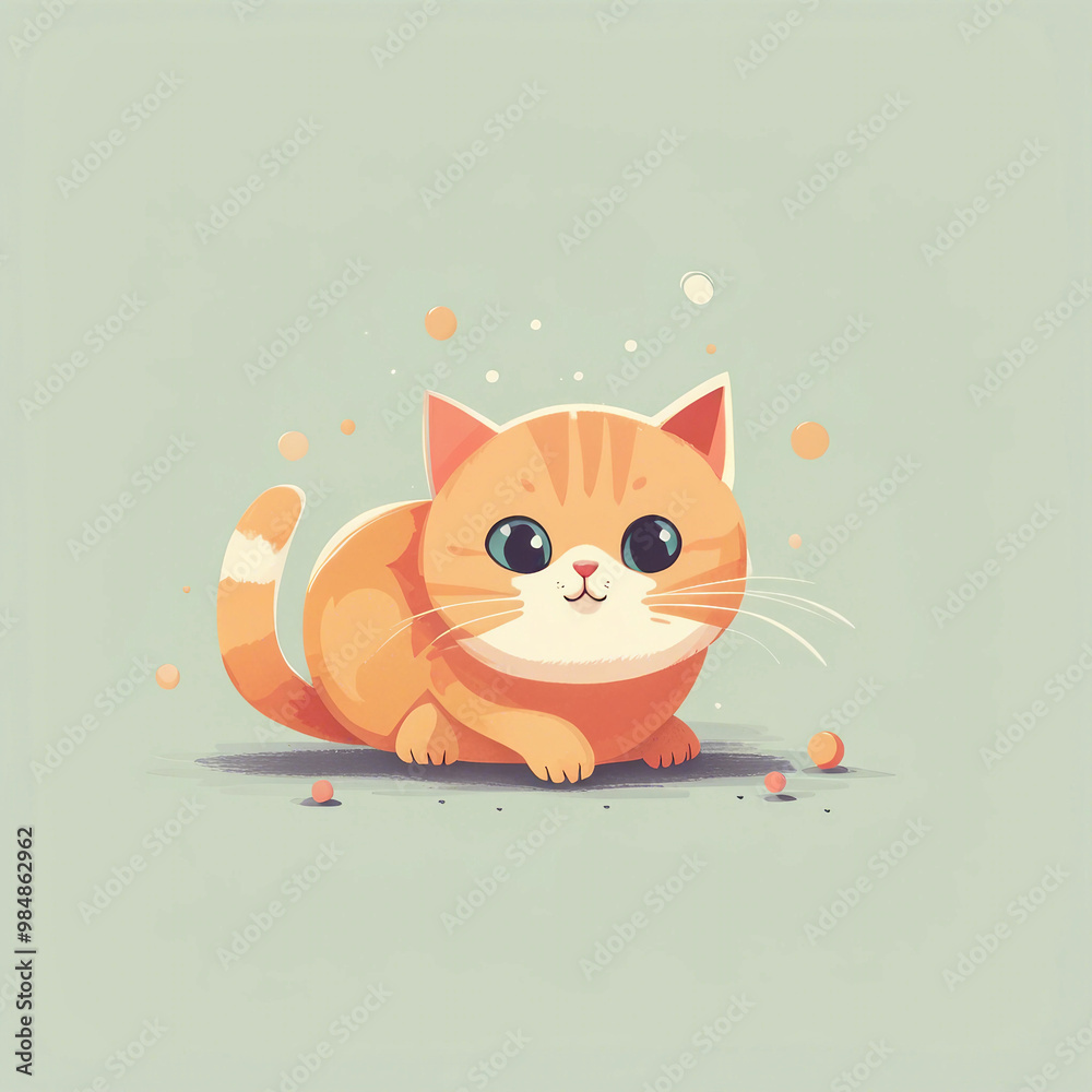 Obraz premium cute adorable little cat illustration