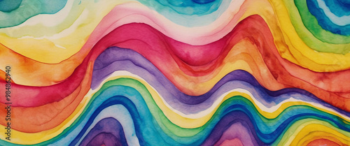 Abstract Rainbow Watercolor Painting