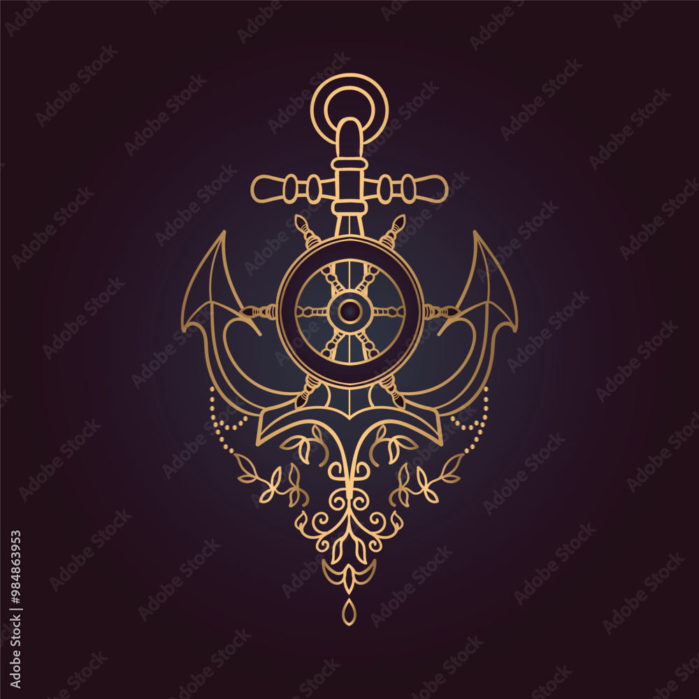 Naklejka premium Vector illustration of Anchor symbol, vector