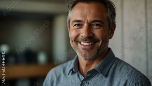 Portrait of a smiling middle-aged man for professional use.