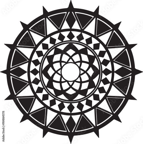 A creative simple mandala design vector style silhouette with white background