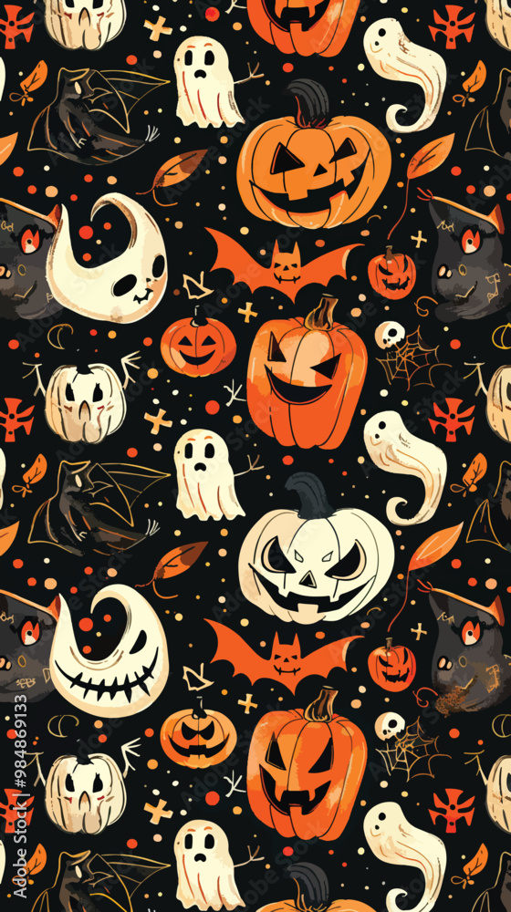 Background with nice halloween characters, Halloween elements, Happy Halloween Background with nice halloween characters, Halloween elements, Happy Halloween