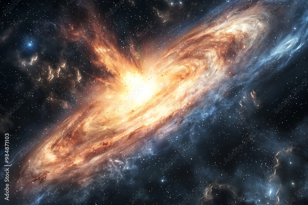 Obraz premium Abstract space galaxy with bright explosion and colorful nebula