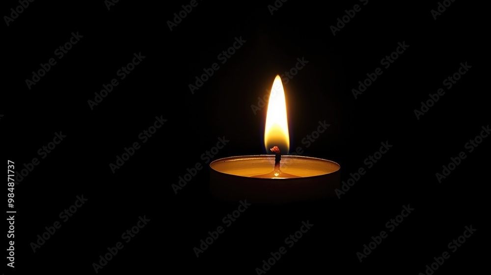 A single candle burning in a dark room, with its flame creating a dramatic and peaceful contrast against the surrounding shadows. A single candle burning in a dark room, with its flame creating a dramatic and peaceful contrast against the surrounding shadows.