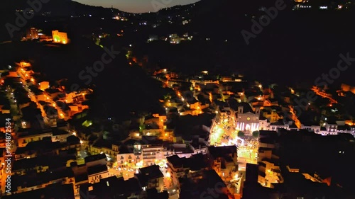 The Arab city of Misimeri at night from above. Dream Sicily. photo