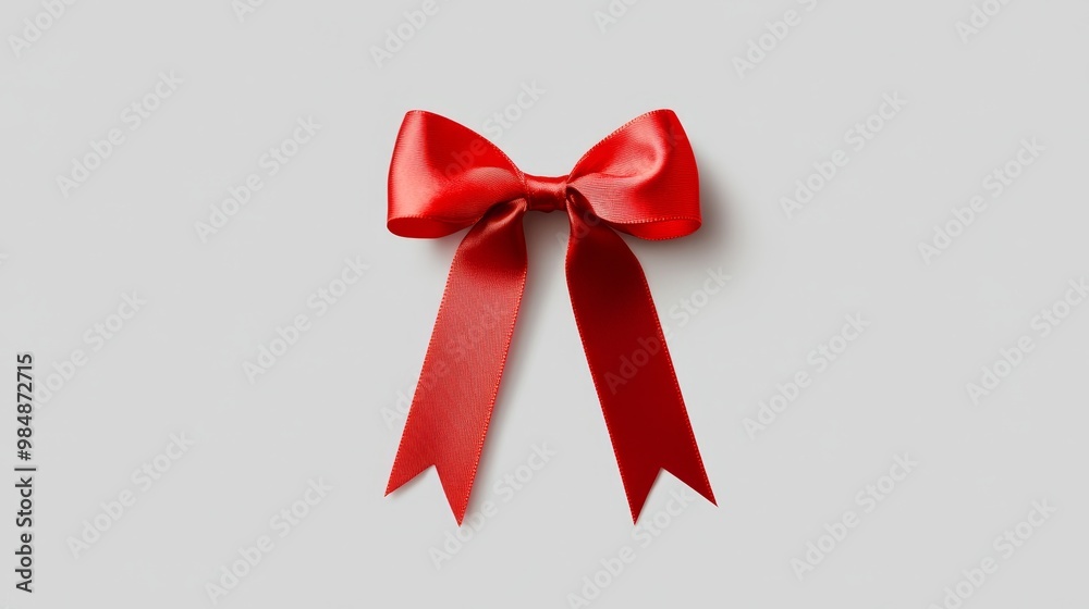 A simple, elegant red ribbon bow, symbolizing celebration, love, and joy. A simple, elegant red ribbon bow, symbolizing celebration, love, and joy.