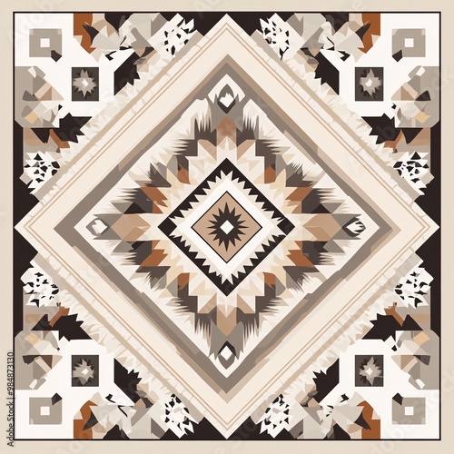 Geometric abstract pattern design, earthy tones photo