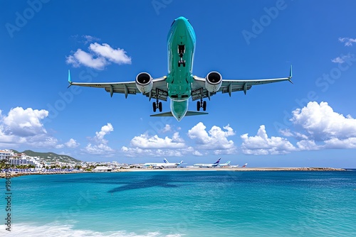 Maho Beach Road, St Maarten, famous for its proximity to the airport runway, where planes fly just overhead