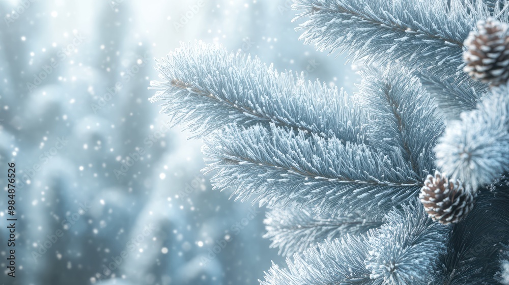 Close up winter fir tree branches with snow background. Close up winter fir tree branches with snow background.