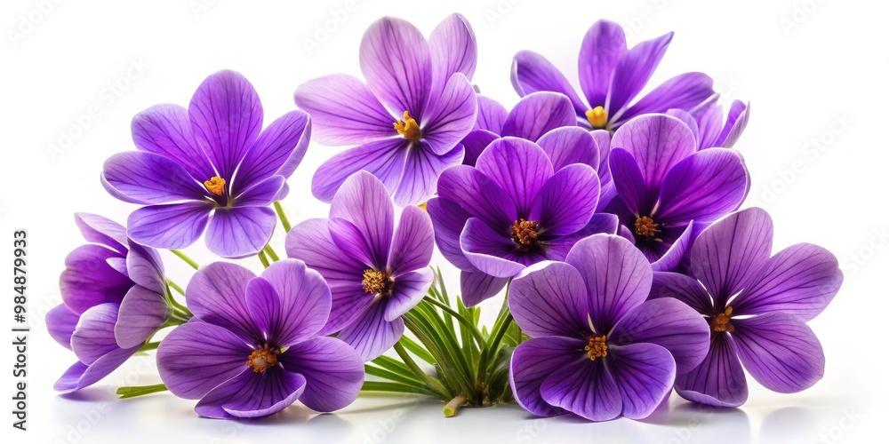 Close-up of Purple Crocus Flowers on White Background, Macro, Floral Photography, Spring Blossoms, Crocus, Spring, Flower Close-up of Purple Crocus Flowers on White Background, Macro, Floral Photography, Spring Blossoms, Crocus, Spring, Flower
