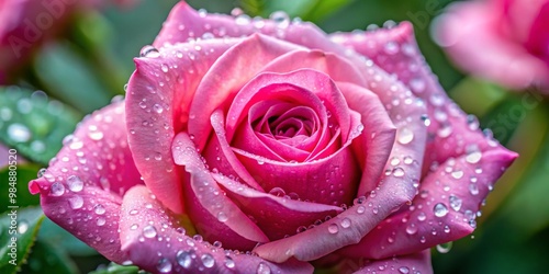 Dew Drops on Pink Rose, Mac...