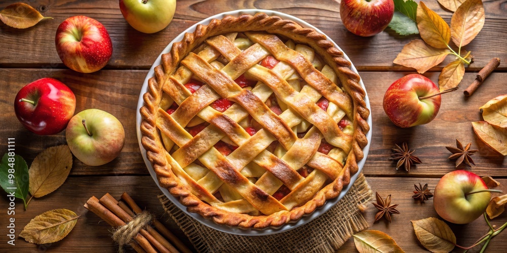 Golden Crust Apple Pie with Autumn Accents, Apple Pie, Autumn, Dessert Golden Crust Apple Pie with Autumn Accents, Apple Pie, Autumn, Dessert