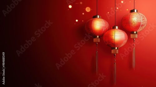 Red background with Chinese paper lanterns