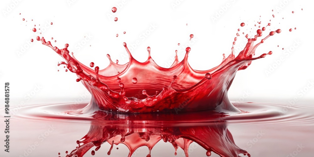 Liquid Crown Red Splash in a White Background, Liquid, Splash, Red Liquid Crown Red Splash in a White Background, Liquid, Splash, Red