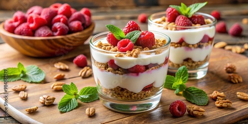 Layered Raspberry Parfait w...