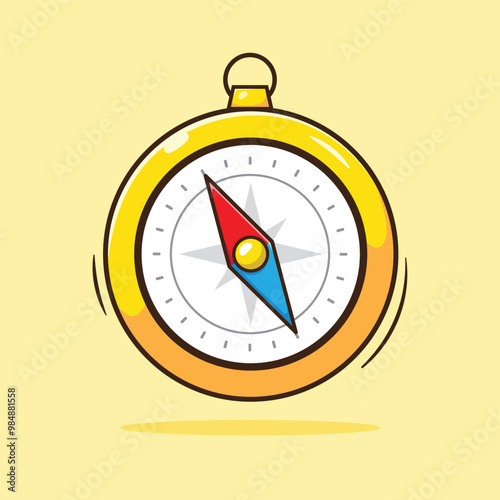 Cute compass vector illustration cartoon mascot icon symbol. Outdoor equipment. Navigation equipment.