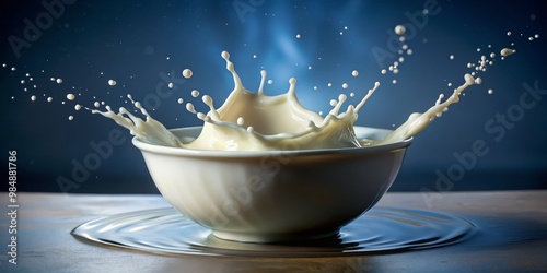 Milk Splash in Bowl, Blue B...
