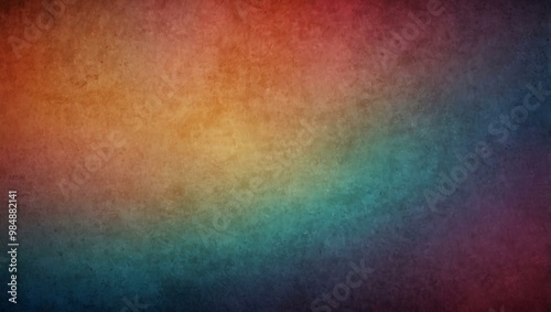 Textured gradient background from blue to pink and orange with a vintage grainy effect.