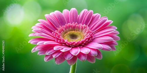 Pink Gerbera Daisy with Green Bokeh Background, Macro Photography, Flower, Nature, Floral