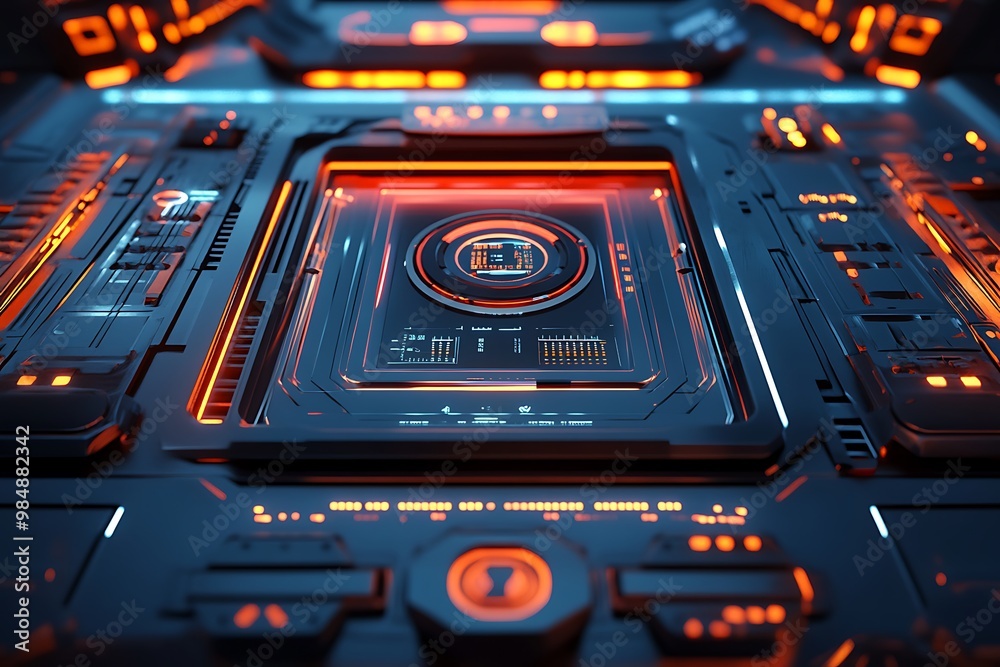 Abstract Futuristic Technology Interface with Glowing Lights Abstract Futuristic Technology Interface with Glowing Lights
