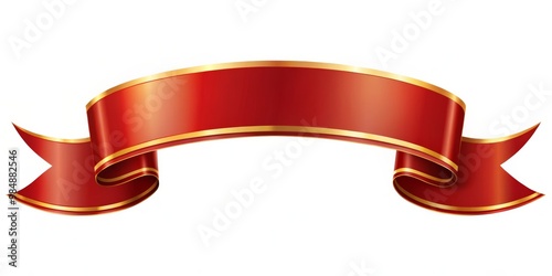 Red and Gold Ribbon Banner with a Classic Design, Ribbon, Banner, Decoration