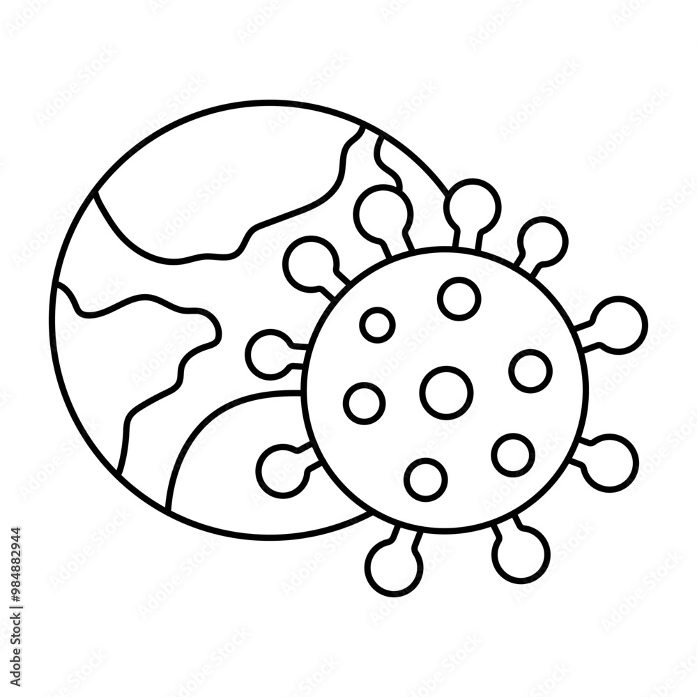 A flat design icon of COVID-19 A flat design icon of COVID-19