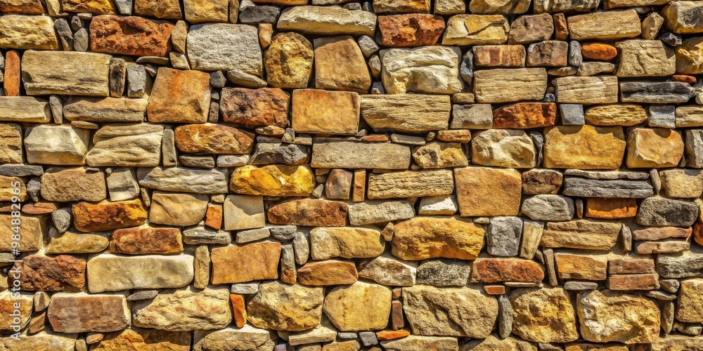Rustic Stone Wall Texture, Composed of Irregularly Shaped Stones in Warm Tones, Stone, Texture, Wall Rustic Stone Wall Texture, Composed of Irregularly Shaped Stones in Warm Tones, Stone, Texture, Wall