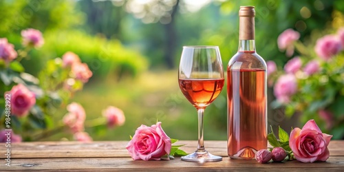 Rose Wine in a Garden Setti...