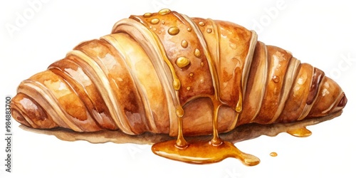 Watercolor Croissant Drizzl...