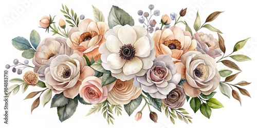 Watercolor Floral Bouquet w...