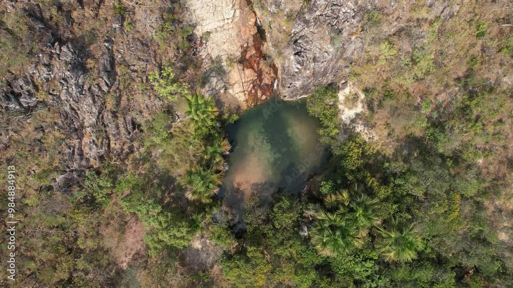 aerial image of Poço do Buriti, in the Canjica and Águas Lindas Complex, between the states of Goiás and Tocantins, Chapada dos Veadeiros and Serras Gerais