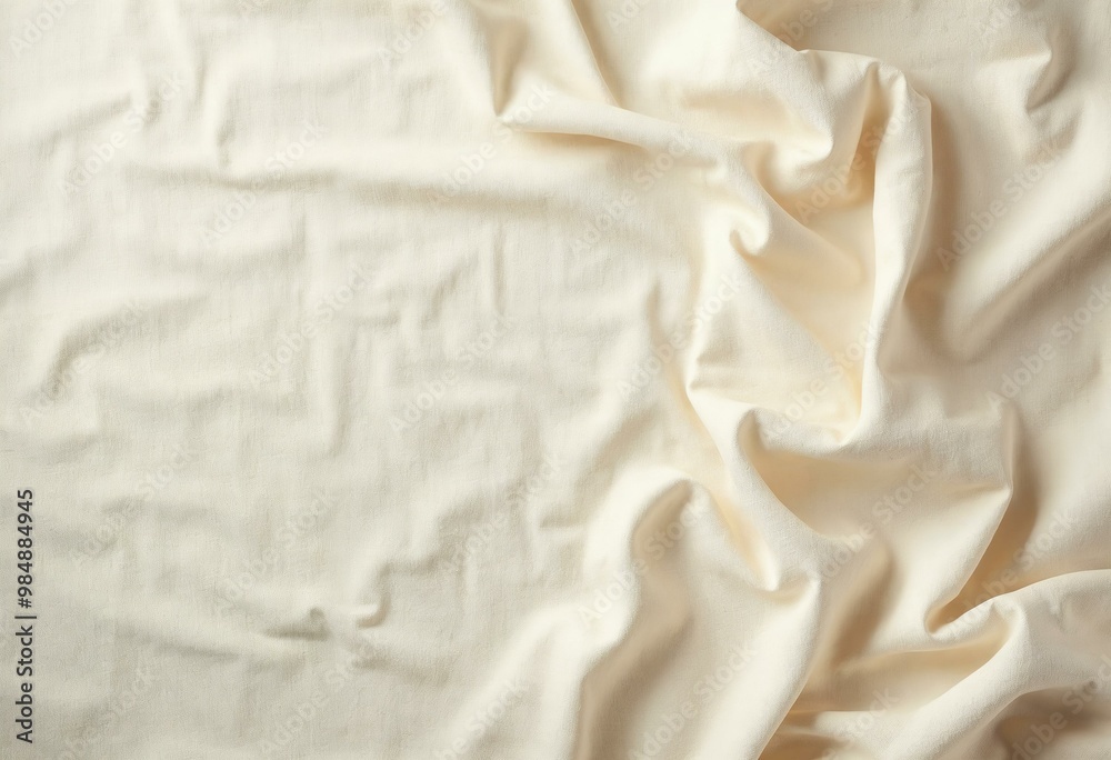 Obraz premium Crumpled Beige Fabric Texture: Soft and Textured Background