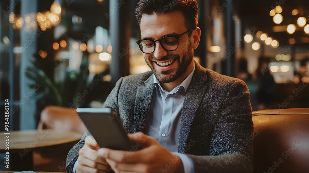 Young professional setting up investment portfolio on mobile app Young professional setting up investment portfolio on mobile app