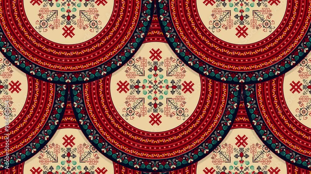 Traditional Latvian embroidery seamless loop pattern