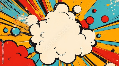 Pop Art Comic Book Speech Bubble with Exploding Background photo