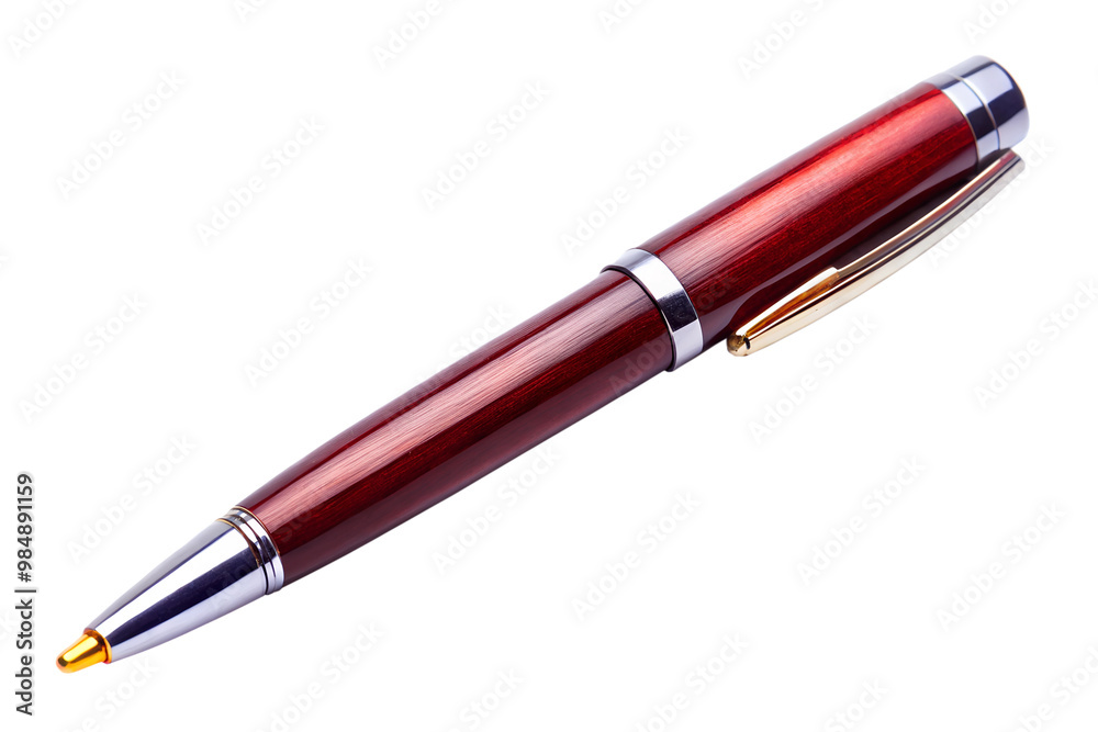 Red pen with gold trim isolated on transparent background Red pen with gold trim isolated on transparent background