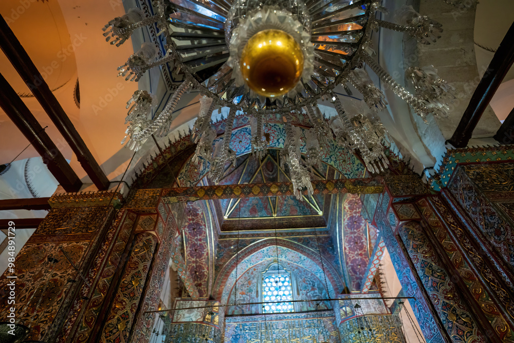 Intricate Interior of Ornate Religious Temple with Colorful Patterns