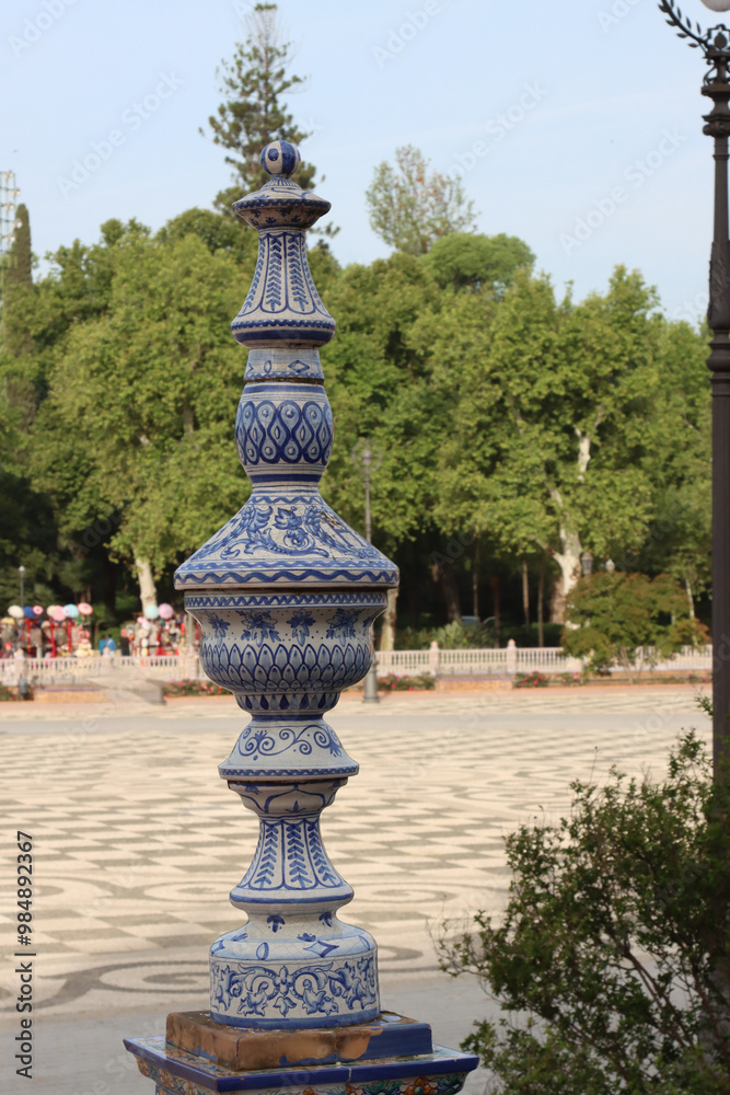 Obraz premium Colorful ceramic vase decorating plaza de espana in seville