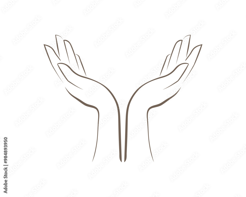 The silhouette of a hand drawn with a line. Line. A shadow. The silhouette of a hand drawn with a line. Line. A shadow.