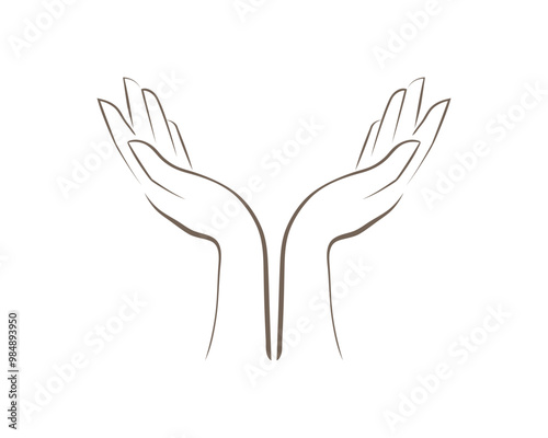 The silhouette of a hand drawn with a line. Line. A shadow.