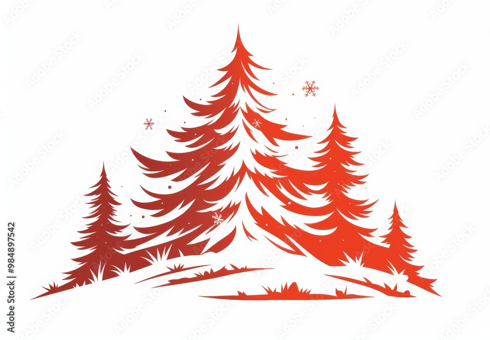 Simple Red Line Art Logo of a Christmas Tree on Transparent Background: Minimalist Clipart Style Design. Simple Red Line Art Logo of a Christmas Tree on Transparent Background: Minimalist Clipart Style Design.