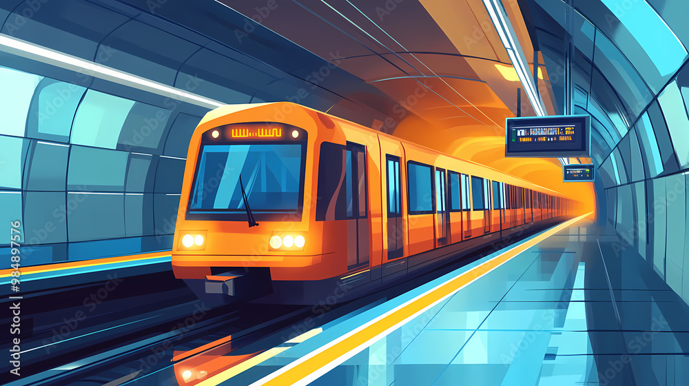 Subway train arriving to metro station. train in subway station. Subway Station. Illustration Subway train arriving to metro station. train in subway station. Subway Station. Illustration
