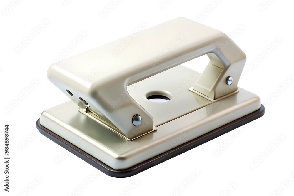 Close-up of silver metal hole puncher on transparent background Close-up of silver metal hole puncher on transparent background