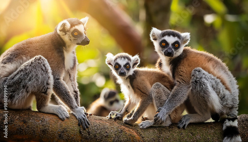 Lemur Catta family group in the wild