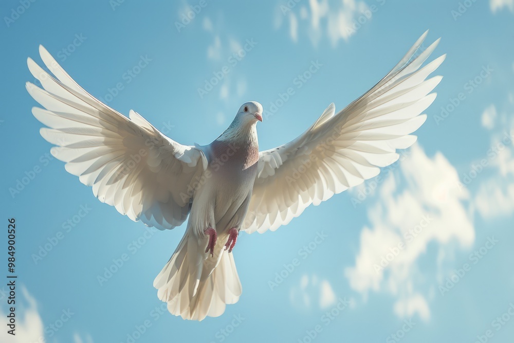 Dove soaring with wings open in the sky Dove soaring with wings open in the sky
